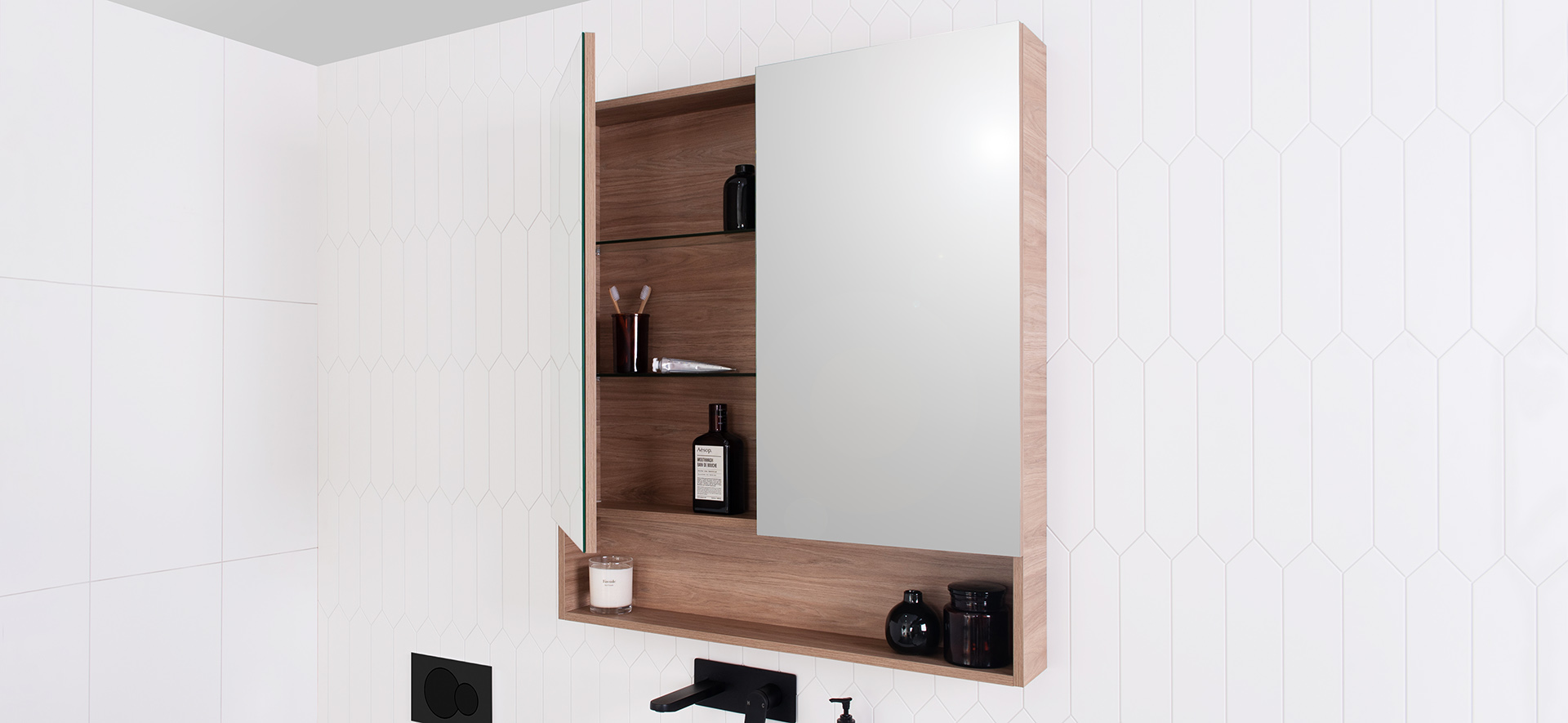 Custom store mirror cabinet